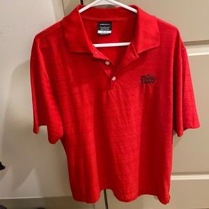 Red Nike Golf Polo Coors Light branding striped